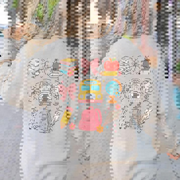 Back To School Coquette Teacher Women Girl Kindergarten PreK Women&#x27;s Sweatshirt Back Print