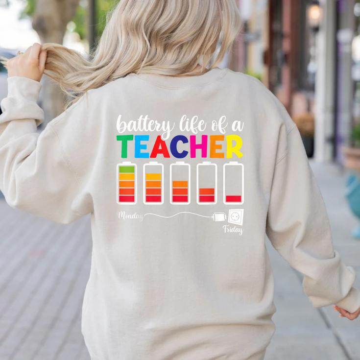Battery Life Of a Teacher Shirt Thanksgiving Teacher Women's Sweatshirt Back Print