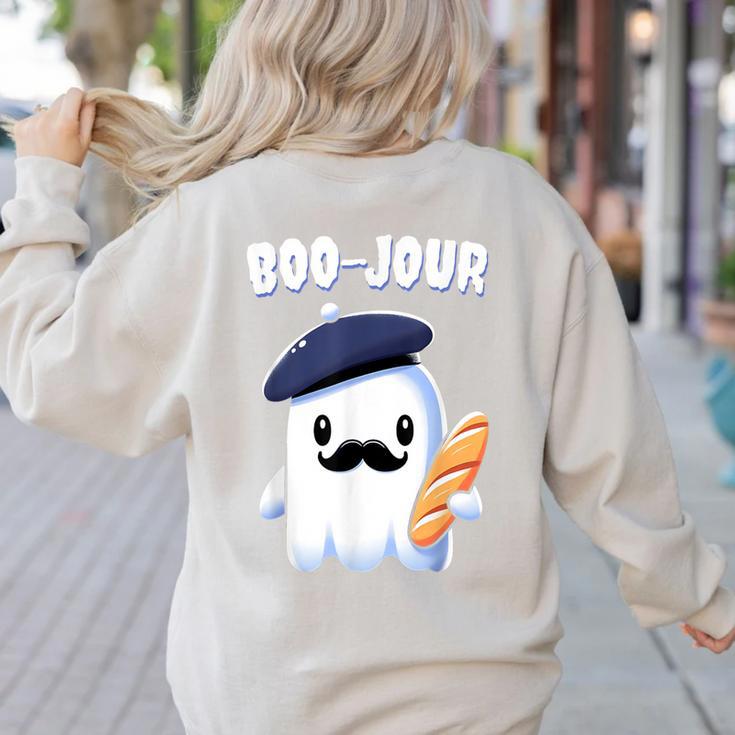 Boo Jour Ghost French Teacher Vintage Teacherlife Groovy Women's Sweatshirt Back Print