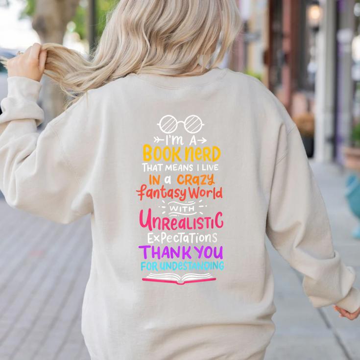 Books Reading English Teacher Student For Men Women Kids Women's Sweatshirt Back Print