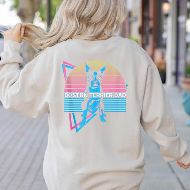 Boston Terrier Dad Retro Women's Sweatshirt Back Print