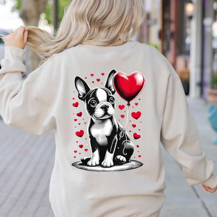 Boston Terrier Dog Valentine's Day Dog Owner Women's Sweatshirt Back Print