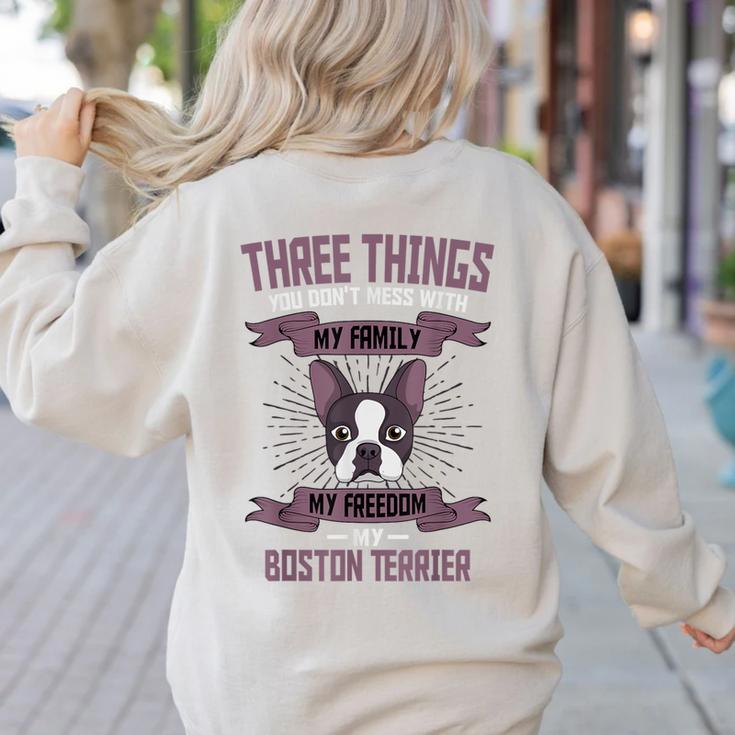 Boston Terrier Don't Mess With American Gentleman Dog Lover Women's Sweatshirt Back Print