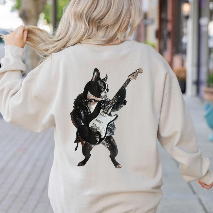 Boston Terrier Guitar Women's Sweatshirt Back Print