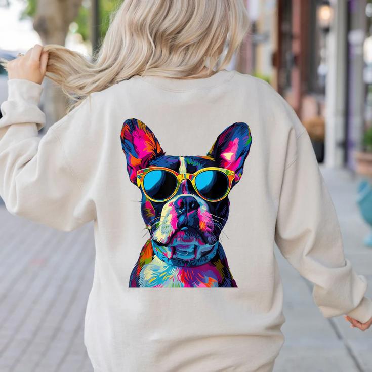 Boston Terrier Lovers Pop Art Boston Terrier Women's Sweatshirt Back Print