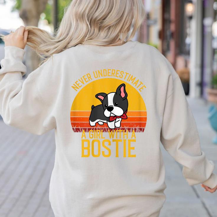 Boston Terrier Never Underestimate a Girl With a Bostie Women's Sweatshirt Back Print