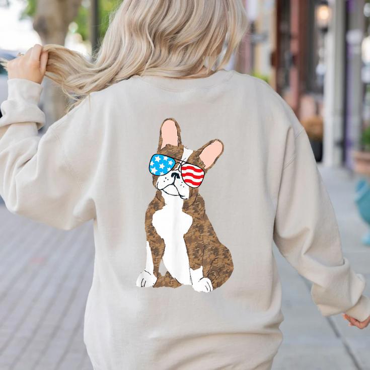 Brindle Boston Terrier Dog Patriotic Shirt USA Flag Women's Sweatshirt Back Print