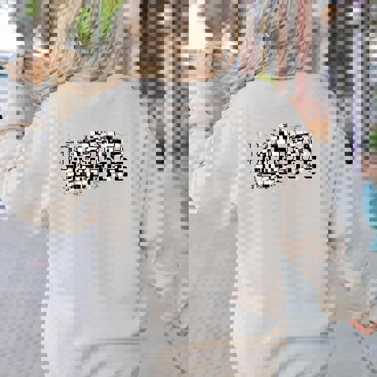 Bulldogs School Spirit Bulldog Pride Checkered Teacher Women&#x27;s Sweatshirt Back Print