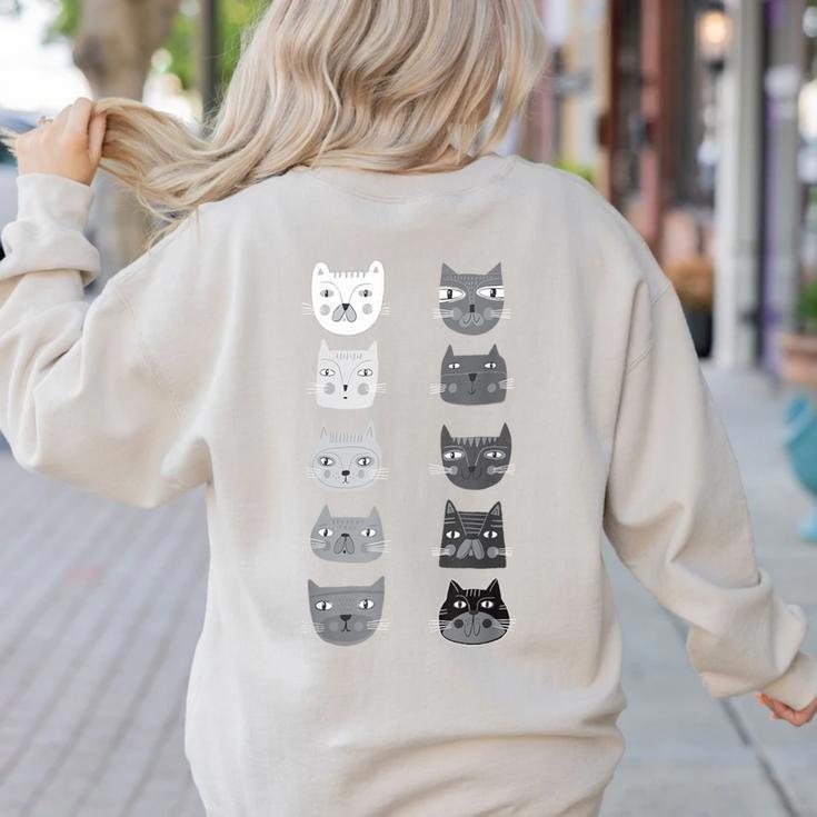 Cat Themed Artist Value Scale Educational Art Teacher Women's Sweatshirt Back Print