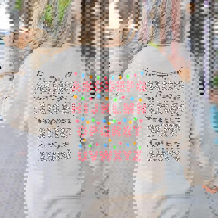 Christmas Alphabet Candy Cane Teachers Students Candy Cane For Men Women Kids Women&#x27;s Sweatshirt Back Print