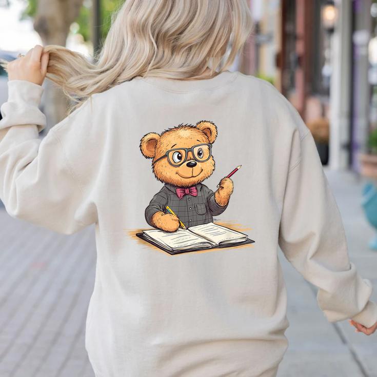 Classroom Fun With Teddy Bear Teacher Women's Sweatshirt Back Print