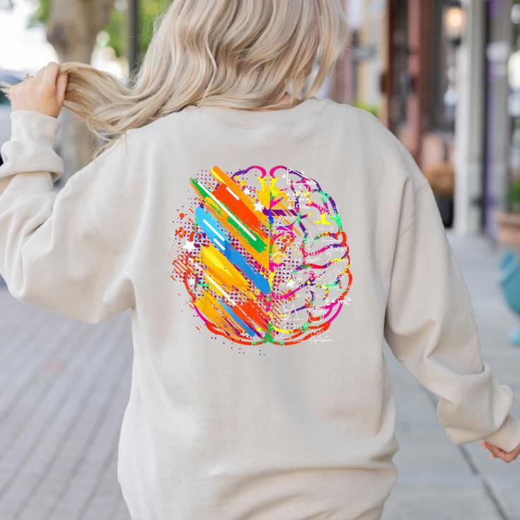 Colorful Brain Art Teacher Artist Painter Student Women's Sweatshirt Back Print
