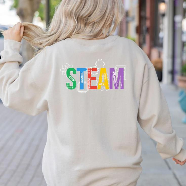 Colorful Steam Letters For Steam Program Teacher And Student Women's Sweatshirt Back Print