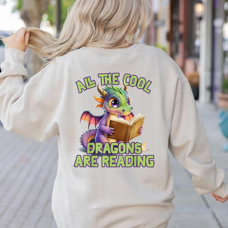 All The Cool Dragons Are Reading Dragon Teacher Women's Sweatshirt Back Print