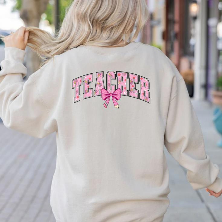 Coquette Bow Back To School First Day Teacher Women's Sweatshirt Back Print