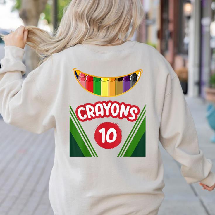 Crayon Box Fun Teacher Student Crayon Squad Halloween 2022 Women's Sweatshirt Back Print