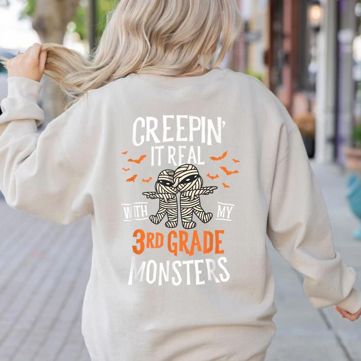 Creepin It Real With My 3rd Grade Monsters Halloween Teacher Women's Sweatshirt Back Print