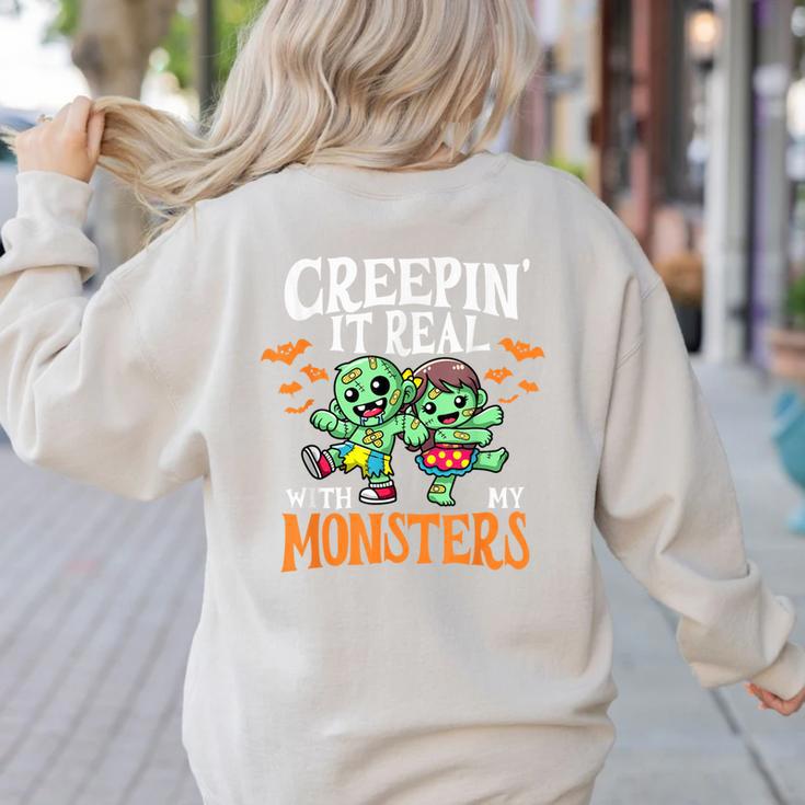 Creepin It Real Monster School Teacher Principal Halloween Women's Sweatshirt Back Print