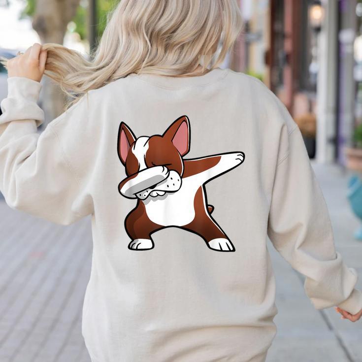 Dabbing Red Boston Terrier Dab Dance Dog Men Women Kids Women's Sweatshirt Back Print