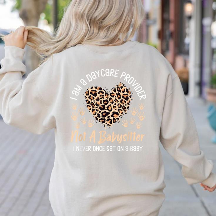 Daycare Provider Teacher Childcare Worker Leopard Heart Fun Women's Sweatshirt Back Print