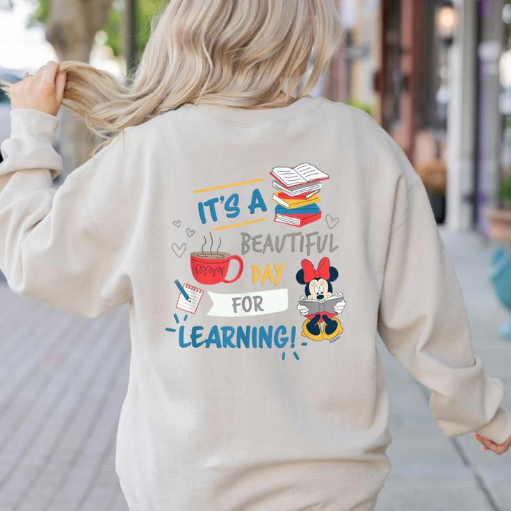 Disney Minnie Mouse Beautiful Day For Learning Teacher's Day Women's Sweatshirt Back Print