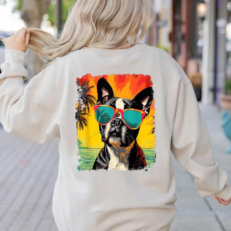 Dog Boston Terrier Hawaiian Women's Sweatshirt Back Print