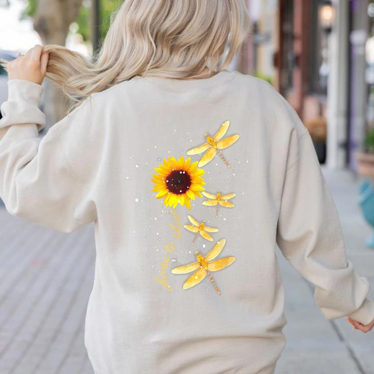 Dragonfly Sunflower Teacher Growth Mindset Choose To Shine Women's Sweatshirt Back Print