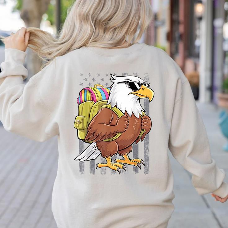 Eagle First Day Of School Teacher Back To School Eagle Women's Sweatshirt Back Print
