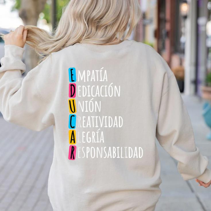 Educar Bilingual Spanish Teacher Women's Sweatshirt Back Print