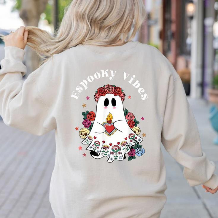 Espooky Vibes Maestra Halloween Spanish Mexican Teacher Women's Sweatshirt Back Print