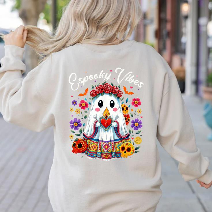 Espooky Vibes Maestra Halloween Spanish Mexican Teacher Women's Sweatshirt Back Print