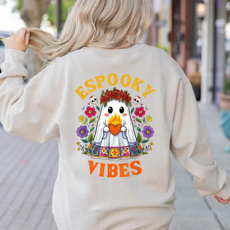 Espooky Vibes Spanish Mexican Halloween Ghost Teachers Women's Sweatshirt Back Print