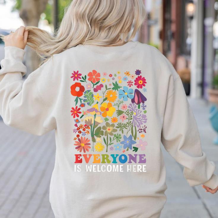Everyone Is Welcome Here Tshirt Idaho Teacher Support Retro Women's Sweatshirt Back Print