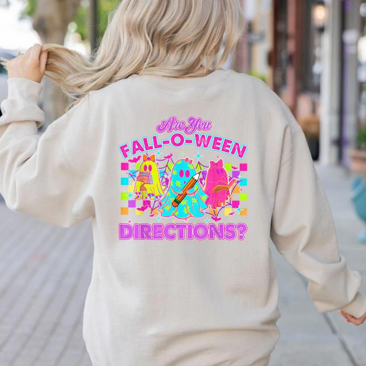 Are You Fall-O-Ween Directions Teacher Ghost Halloween Women's Sweatshirt Back Print