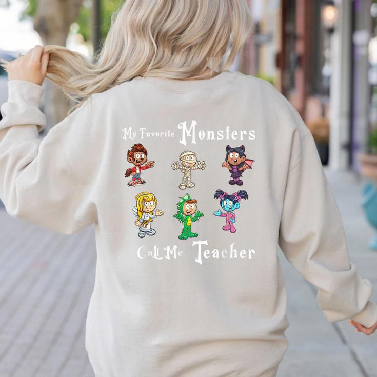 My Favorite Monsters Call Me Teacher Thank Mummy Vampire Bat Women's Sweatshirt Back Print