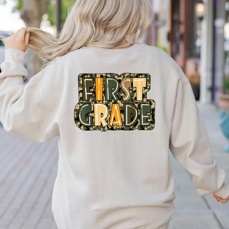 First 1St Grade Camo Camouflage Boy Teacher Back To School Women's Sweatshirt Back Print