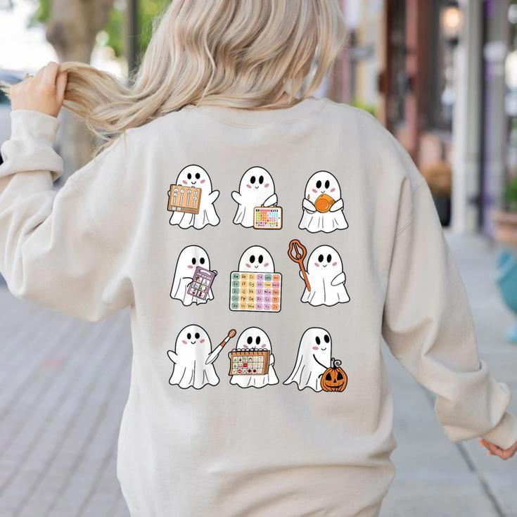 Ghost Speech Therapy Teacher Spooky Season Halloween Women's Sweatshirt Back Print