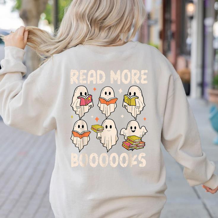 Groovy Halloween Ghost Read More Boooooks Librarian Teacher For Men Women Kids Women's Sweatshirt Back Print