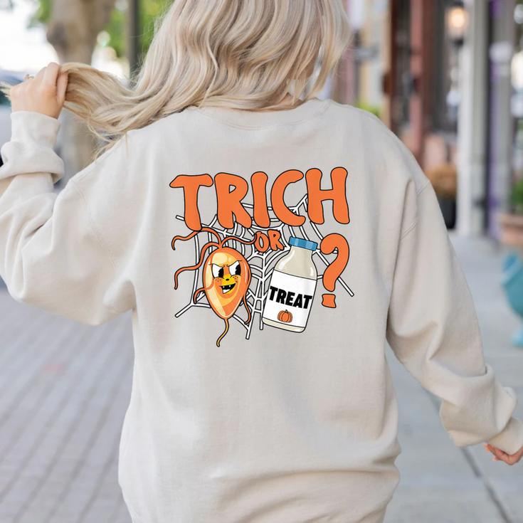 Halloween Medical Lab Science Microbiology Scientist Teacher Men Women Women's Sweatshirt Back Print
