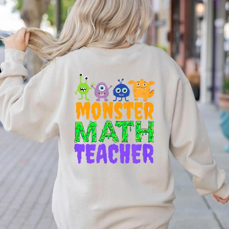 Halloween Monster Math Teacher Men Women Women's Sweatshirt Back Print