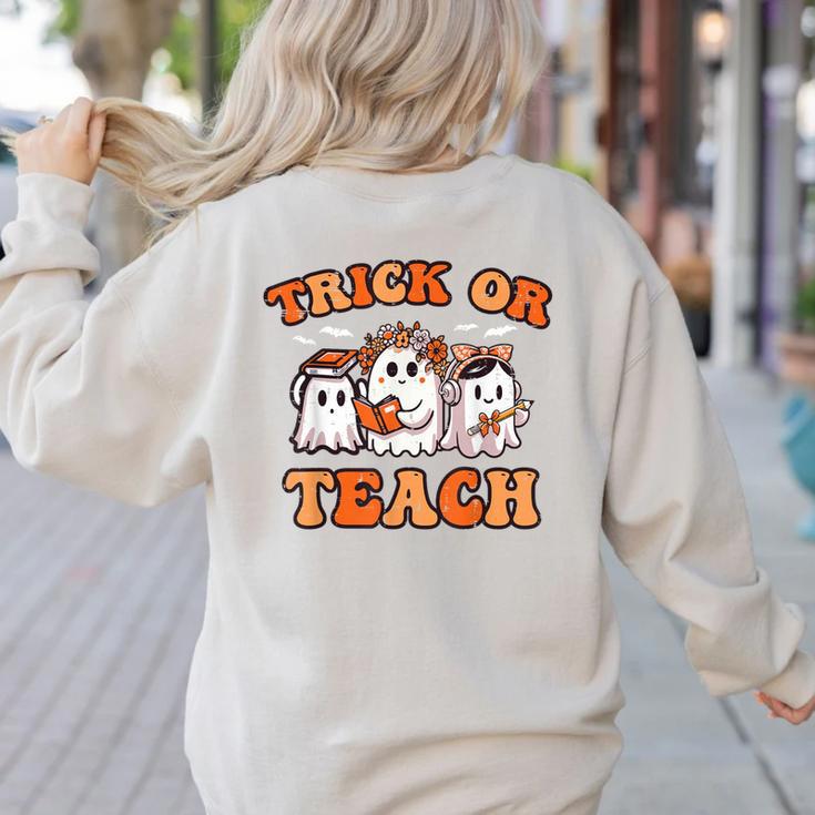 Halloween Teacher Ghosts Trick Or Teach Retro Costume Women Women's Sweatshirt Back Print