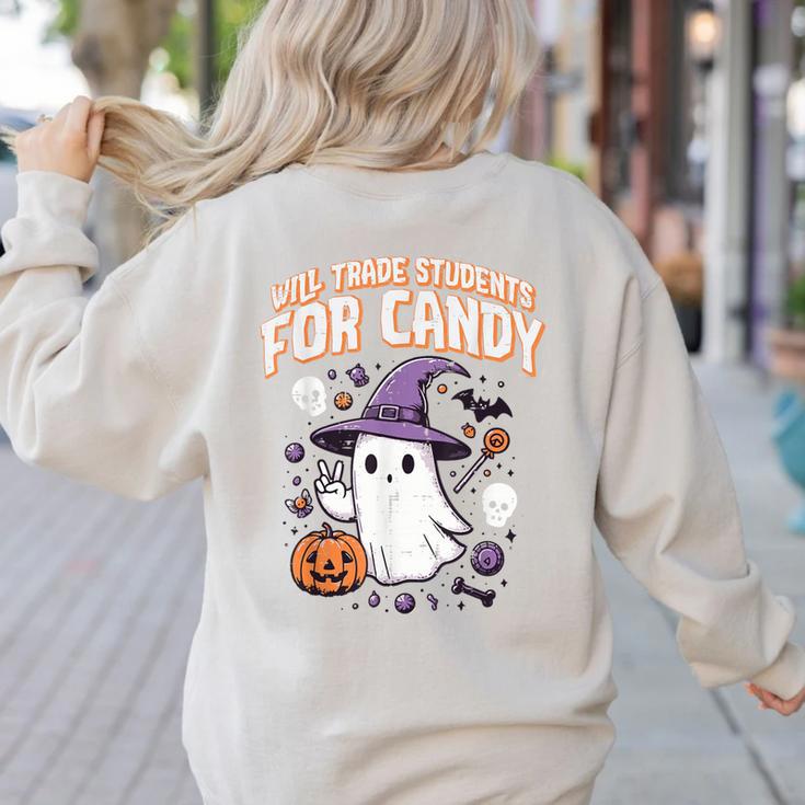 Halloween Teacher Trade Students For Candy Costume Women Women's Sweatshirt Back Print
