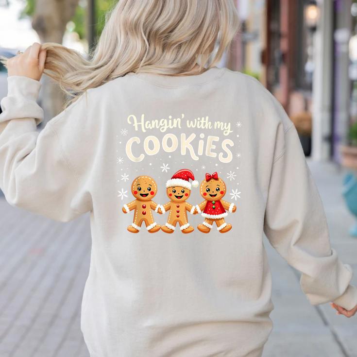 Hangin With My Cookies Gingerbread Christmas Teacher Women's Sweatshirt Back Print