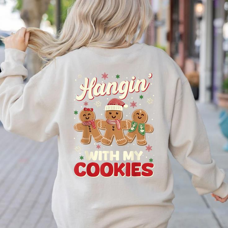 Hangin With My Cookies Gingerbread Man Xmas Teacher Women's Sweatshirt Back Print