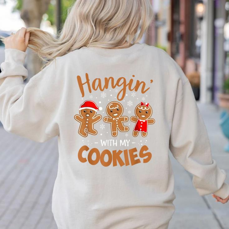 Hangin With My Cookies Gingerbread Women Christmas Teacher Women's Sweatshirt Back Print