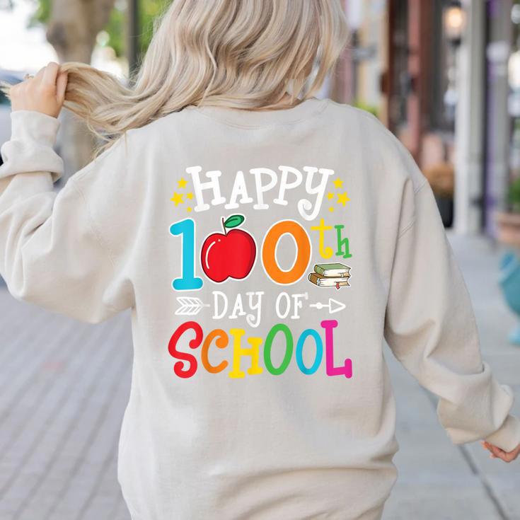 Happy 100th Day Of School Teachers 100 Days Of School Kids Women's Sweatshirt Back Print