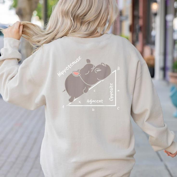Hippotenuse Hippo Angle Function Hypotenuse Math Teacher Women's Sweatshirt Back Print