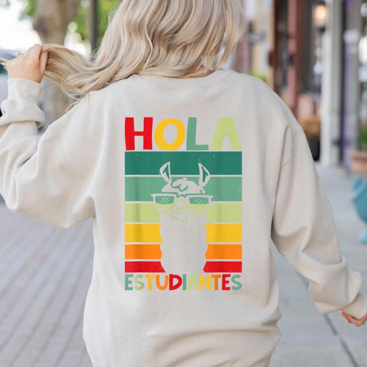 Hola Estudiantes Spanish Teacher Back To School 2025 Women's Sweatshirt Back Print