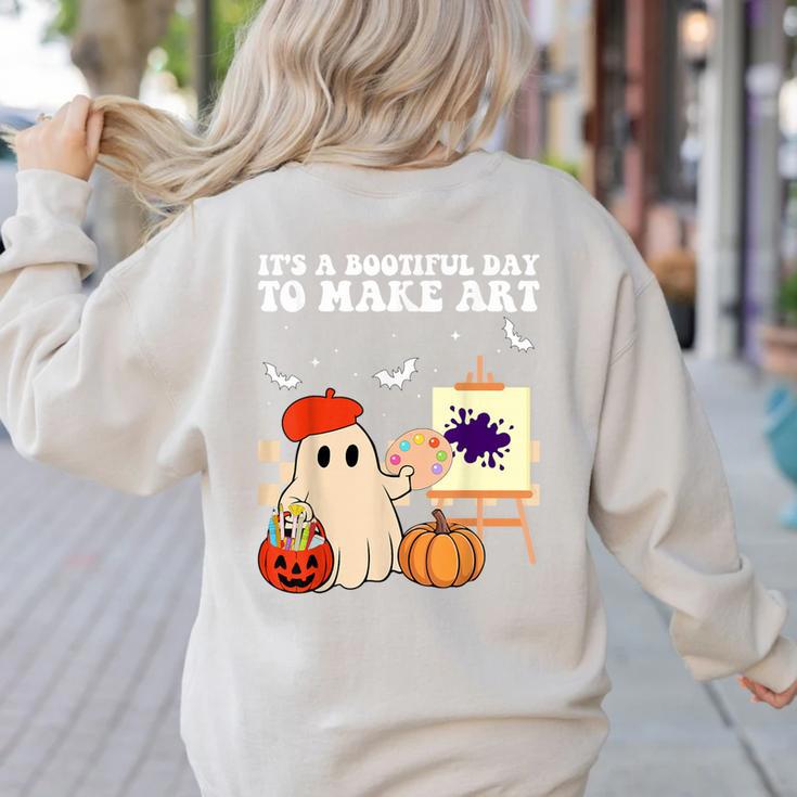 It's A Bootiful Day To Make Art Groovy Art Teacher Halloween Women's Sweatshirt Back Print