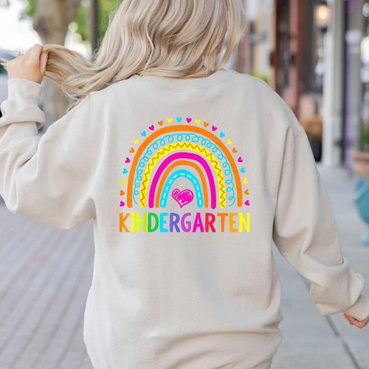 Kindergarten Rainbow Girls Boys Teacher First Day Of School Women's Sweatshirt Back Print